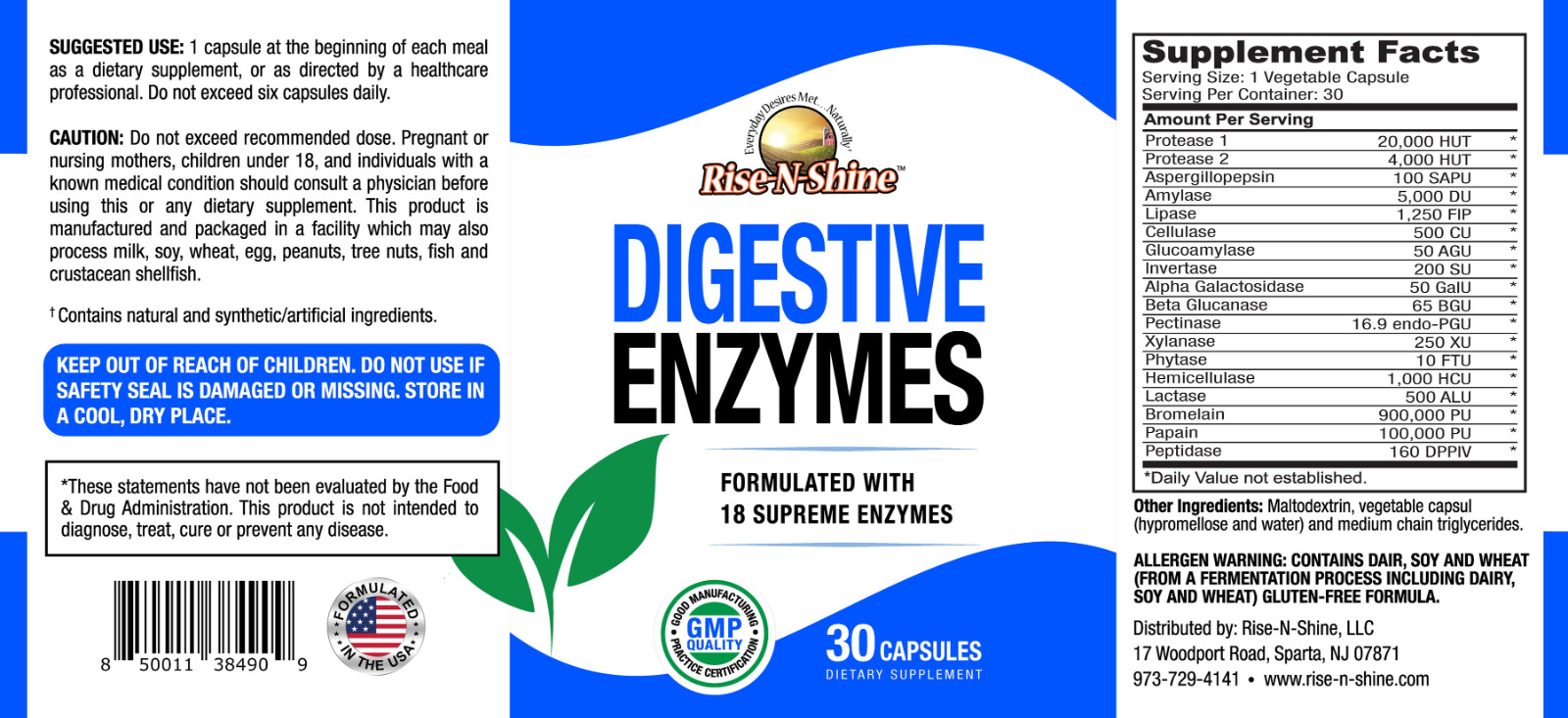DIGESTIVE ENZYMES PROBIOTIC SUPPLEMENT – With 18 Enzymes – Digestive Aid