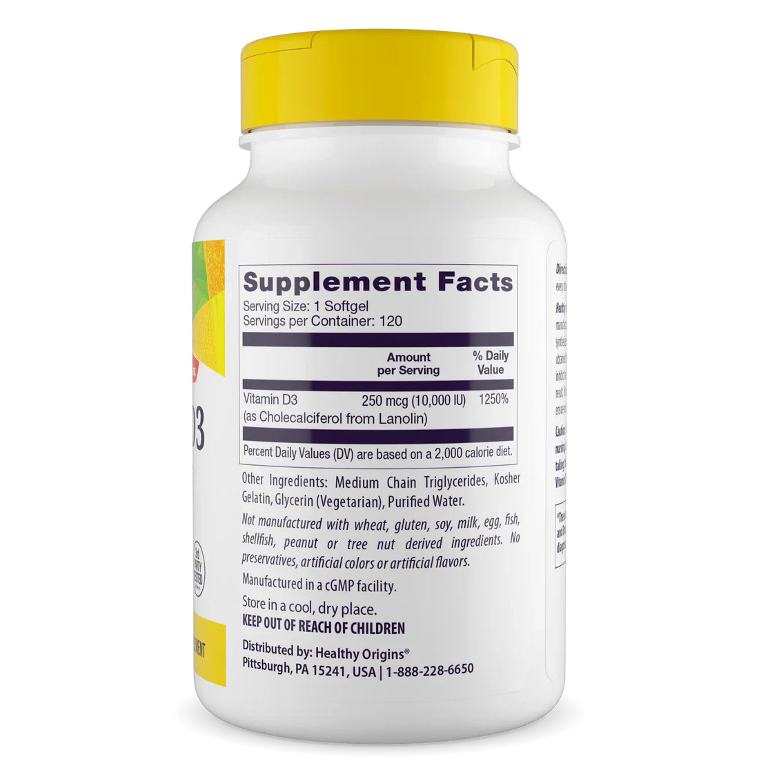 Healthy Origins Vitamin D3 10,000 IU (250 mcg) | 120 Softgels
