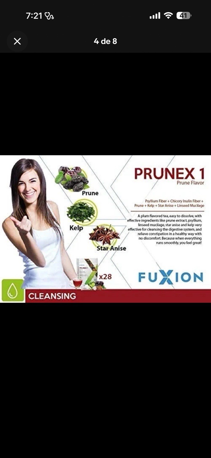 Fuxion Powdered Tea Drink Mix Lemon Tea Prune Apple Cinnamon Weight Management