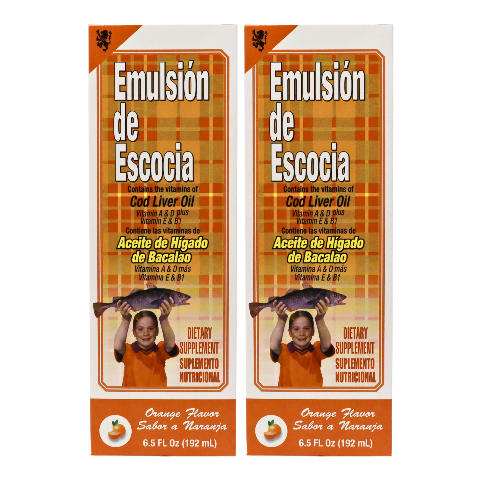Emulsion De Escocia Cod Liver Oil Vit A,D&E [PACK OF 2] – Orange Flavor 6.5 floz
