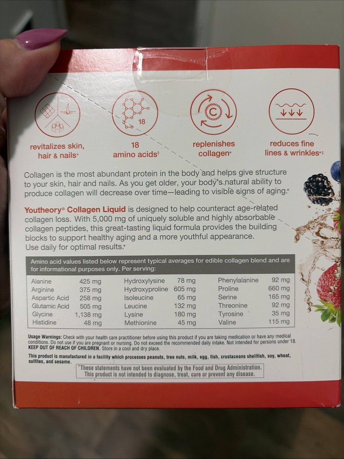 Youtheory Liquid Collagen On-The-Go 5,000mg Natural Berry 12 Sugar-Free