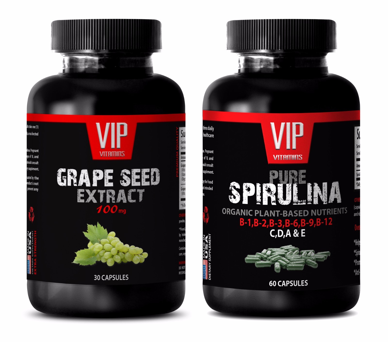 Antioxidant supplement – GRAPE SEED EXTARCT – SPIRULINA COMBO – grape seed oil