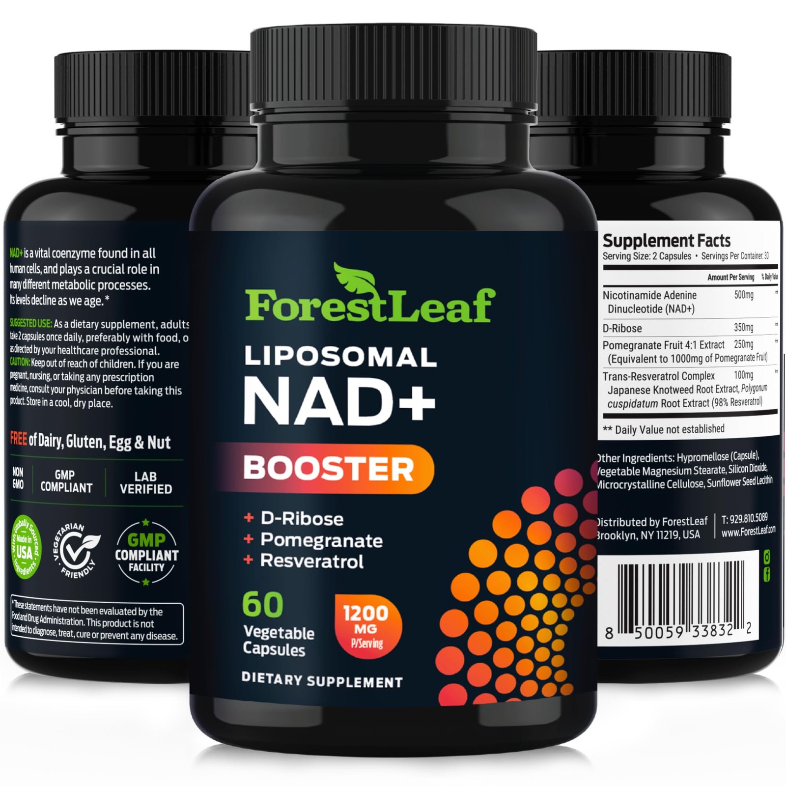 ForestLeaf NAD Resveratrol Capsules, Liposomal 60 Count (Pack of 1)