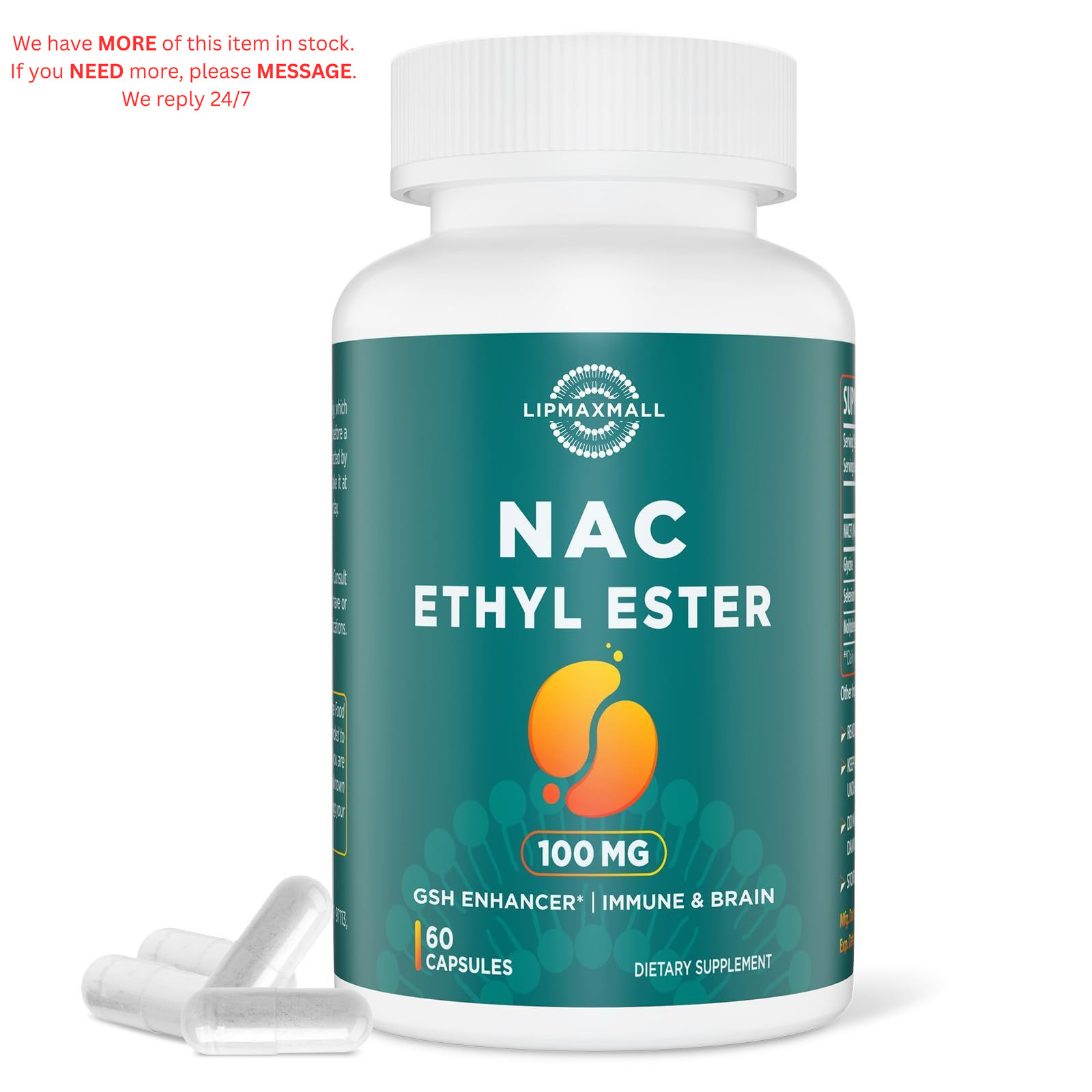lipmaxmall N-Acetyl Cysteine Ethyl Ester 60 Count (Pack of 1), White
