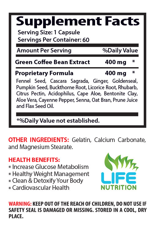 powerful antioxidant – Green Coffee Cleanse 400mg – chlorogenic acid 1B