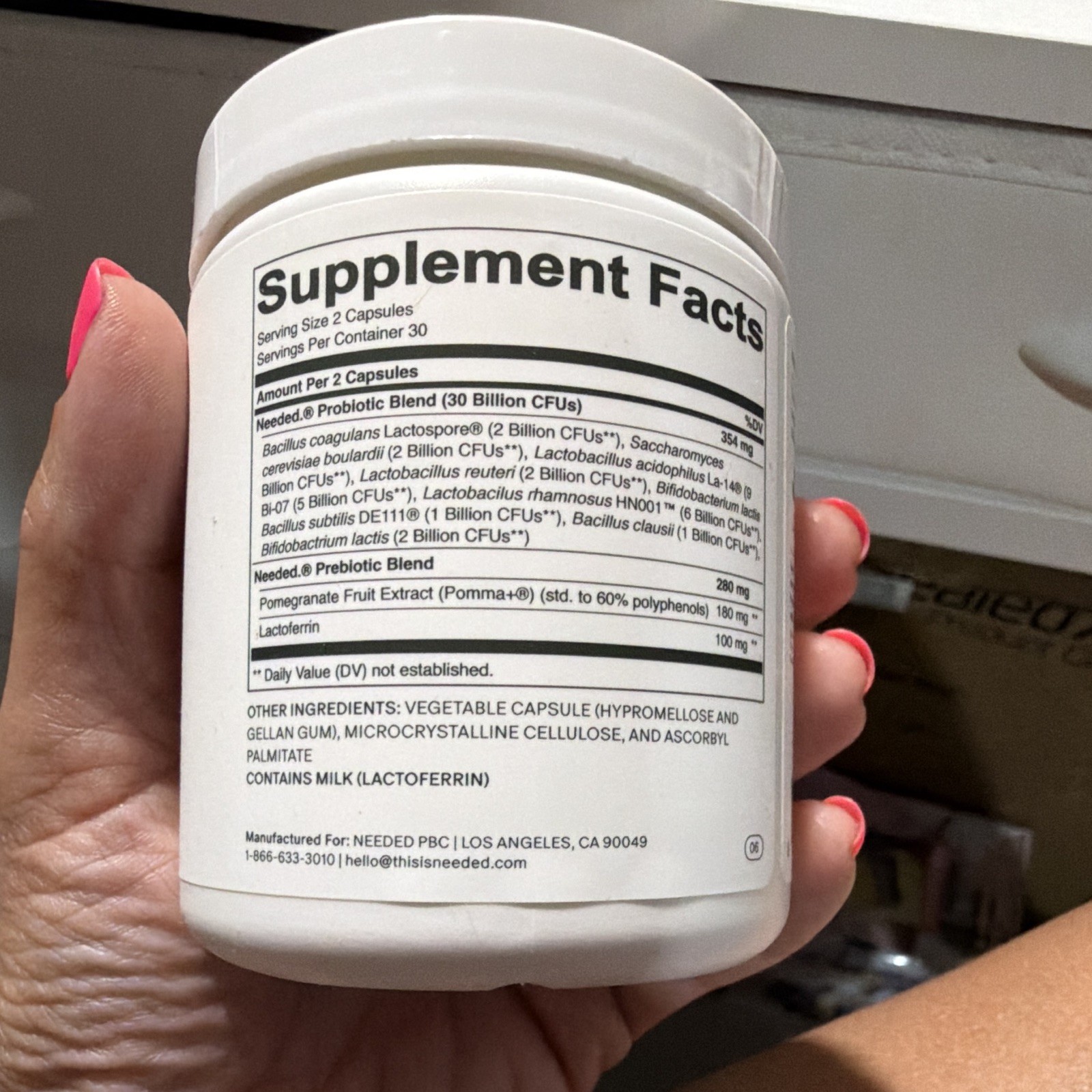 NEEDED Pre/Probiotic Digestive Support 60 Capsules Vegetarian Exp 10/2026