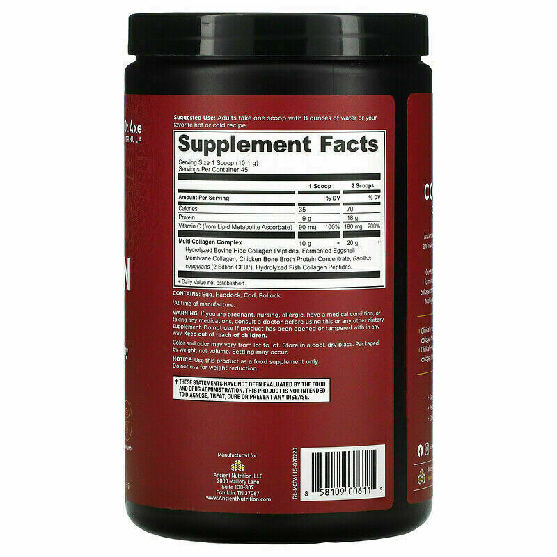 Dr. Axe ANCIENT NUTRITION Multi Collagen Protein Powder Gut Joints 1 lb 12/2027+