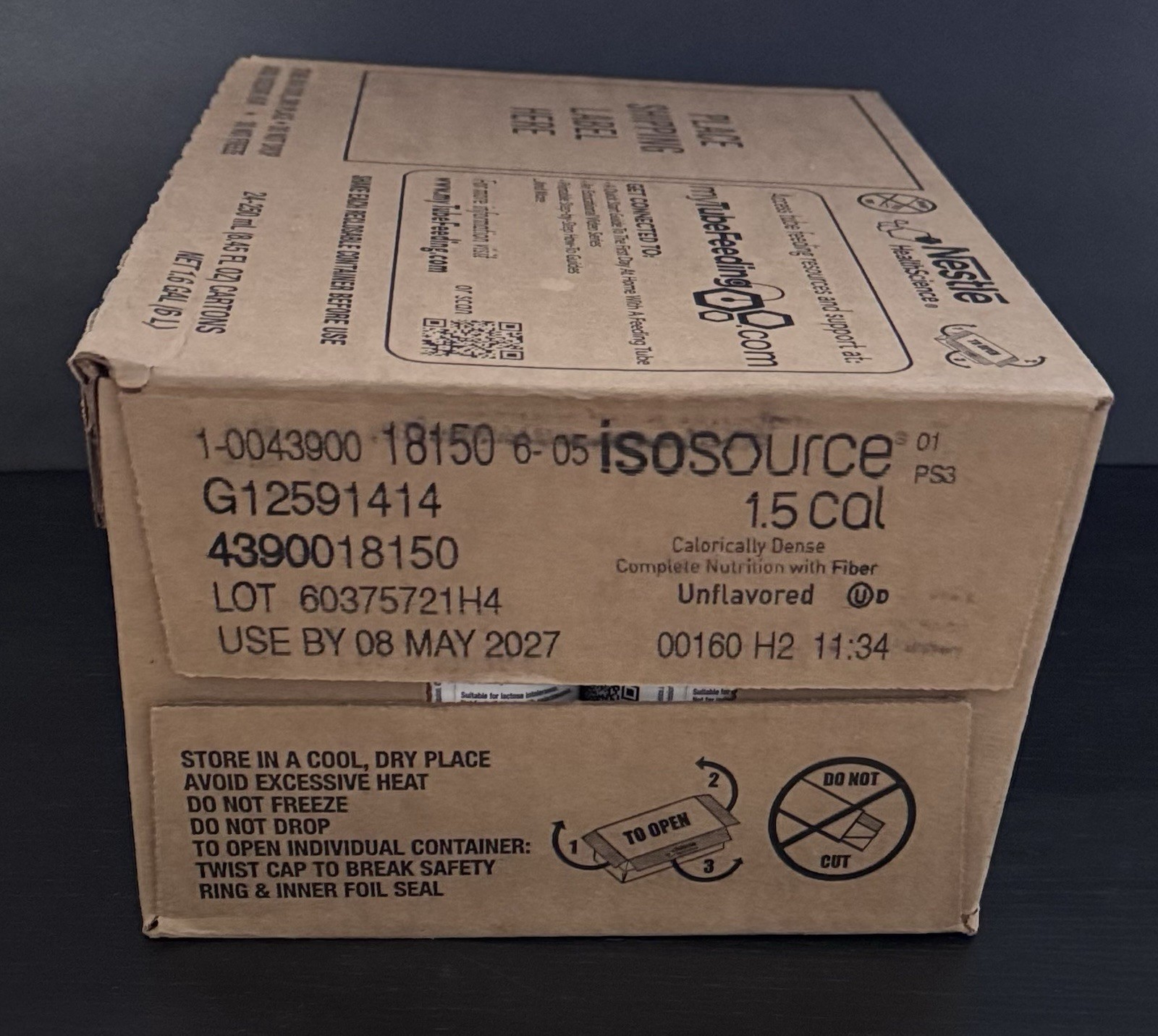 Nestle Isosource 1.5 Cal Tube Feeding Formula Unflavored 250 mL Carton 24ct 5/27