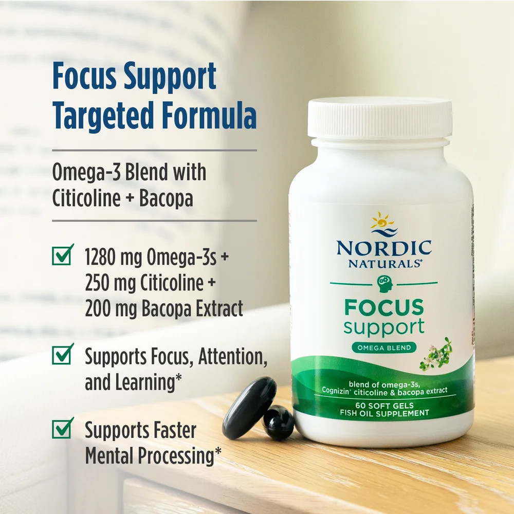 Nordic Naturals Omega Focus – Omega-3s + More for Brain Health & Function, 60 Ct