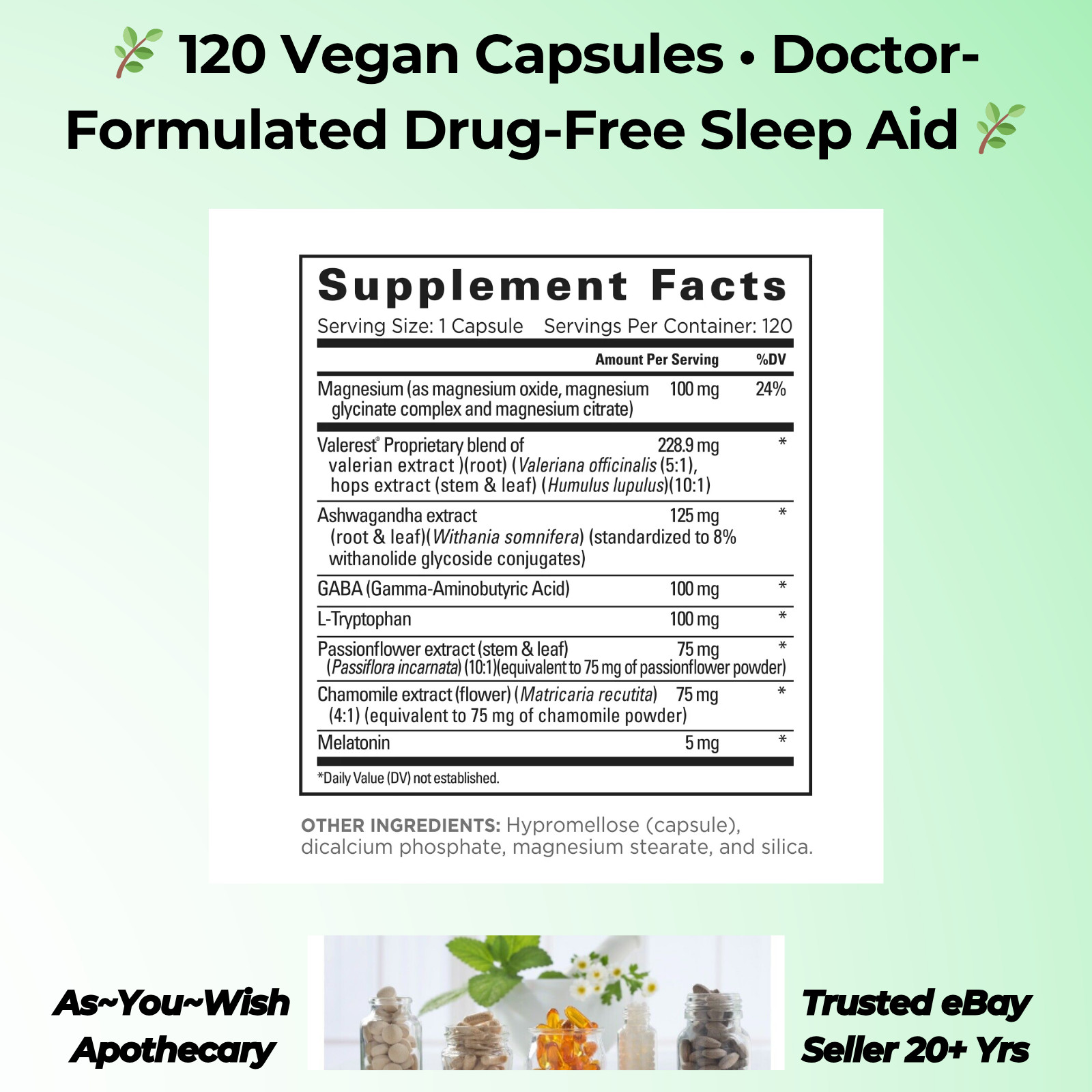 Relaxium Sleep Support 120 Vegan Capsules Melatonin GABA Ashwagandha Magnesium
