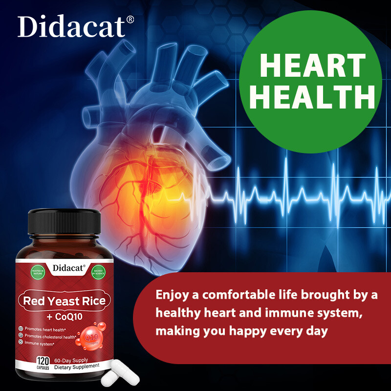 Red Yeast Rice+CoQ10 Capsules Promotes Heart,cardiovascular & Cholesterol Health