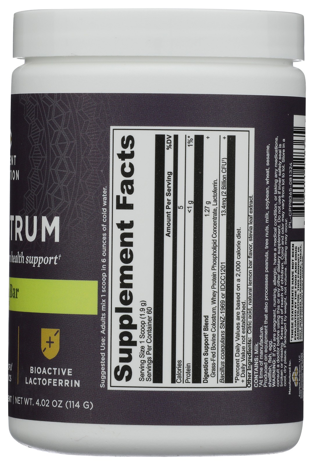 Colostrum Dietary Supplement Lemon Bar Flavor By Ancient Nutrition Powder 1 Pack