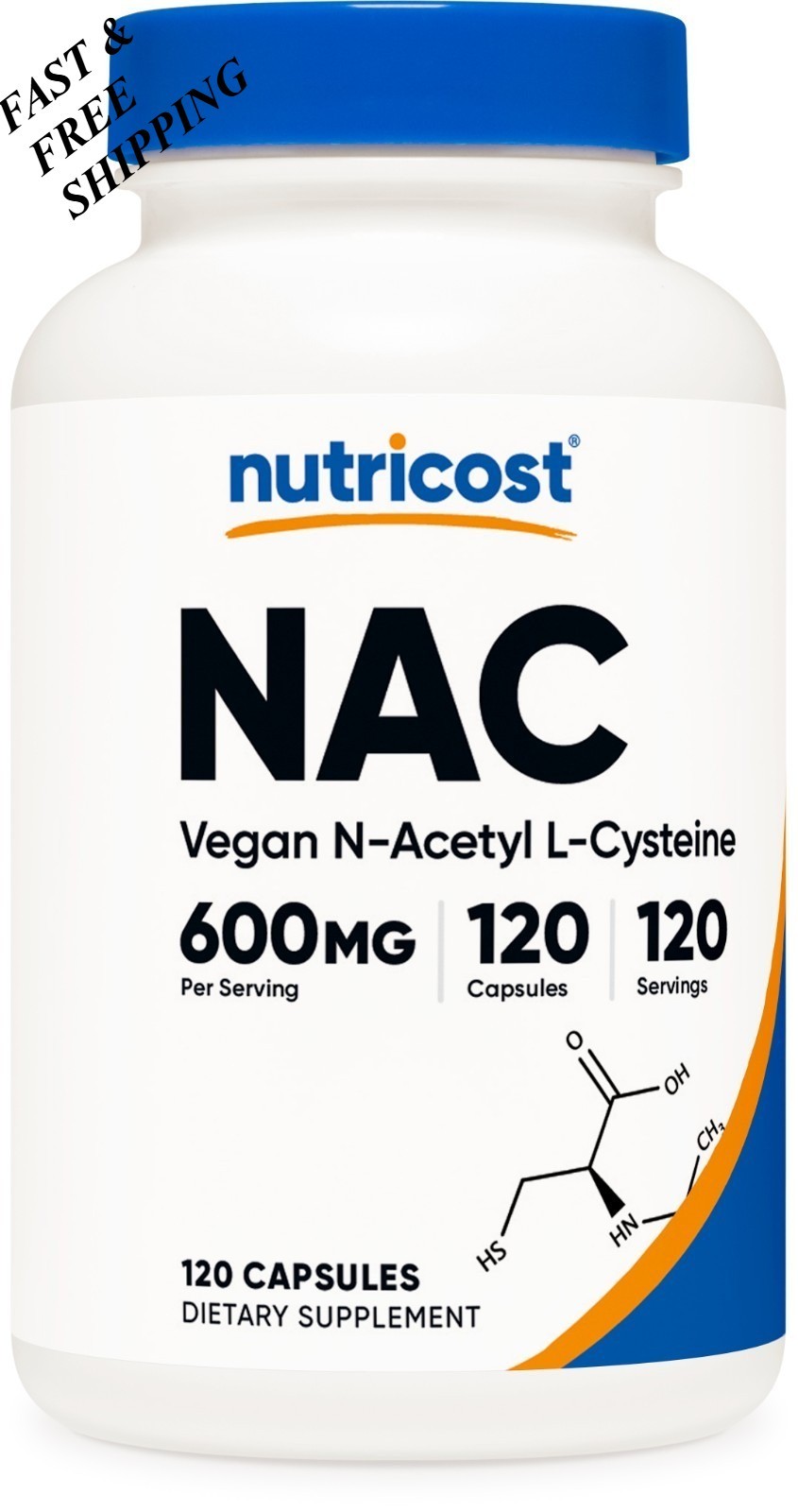 2 BOTTLES-Nutricost N-Acetyl L-Cysteine (NAC) 600mg,120 Vegan Capsules – Non-GMO