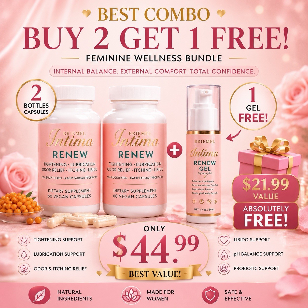 Women’s Feminine Wellness Capsules & Gel| Lubrication, Odor Support, Probiotics