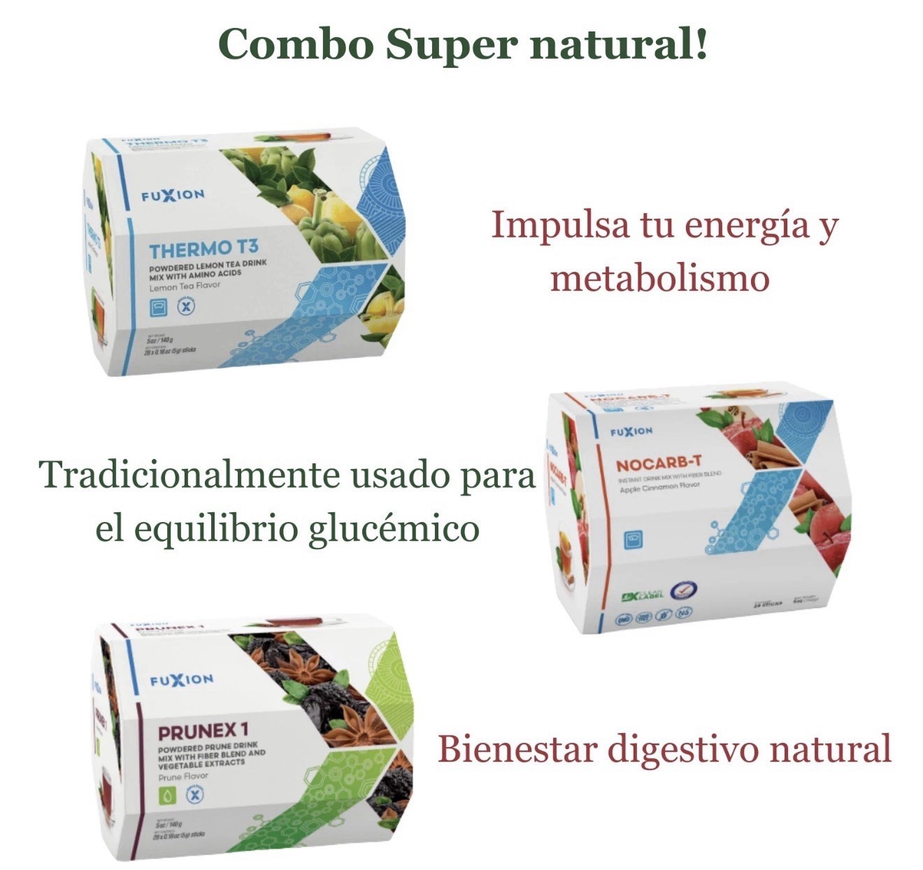 Fuxion Powdered Tea Drink Mix Lemon Tea Prune Apple Cinnamon Weight Management