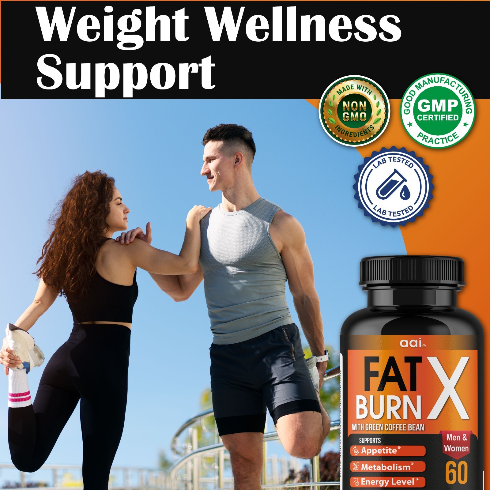 Fat Burn X Green Coffee Bean Capsules Metabolism Energy Support 60 Count