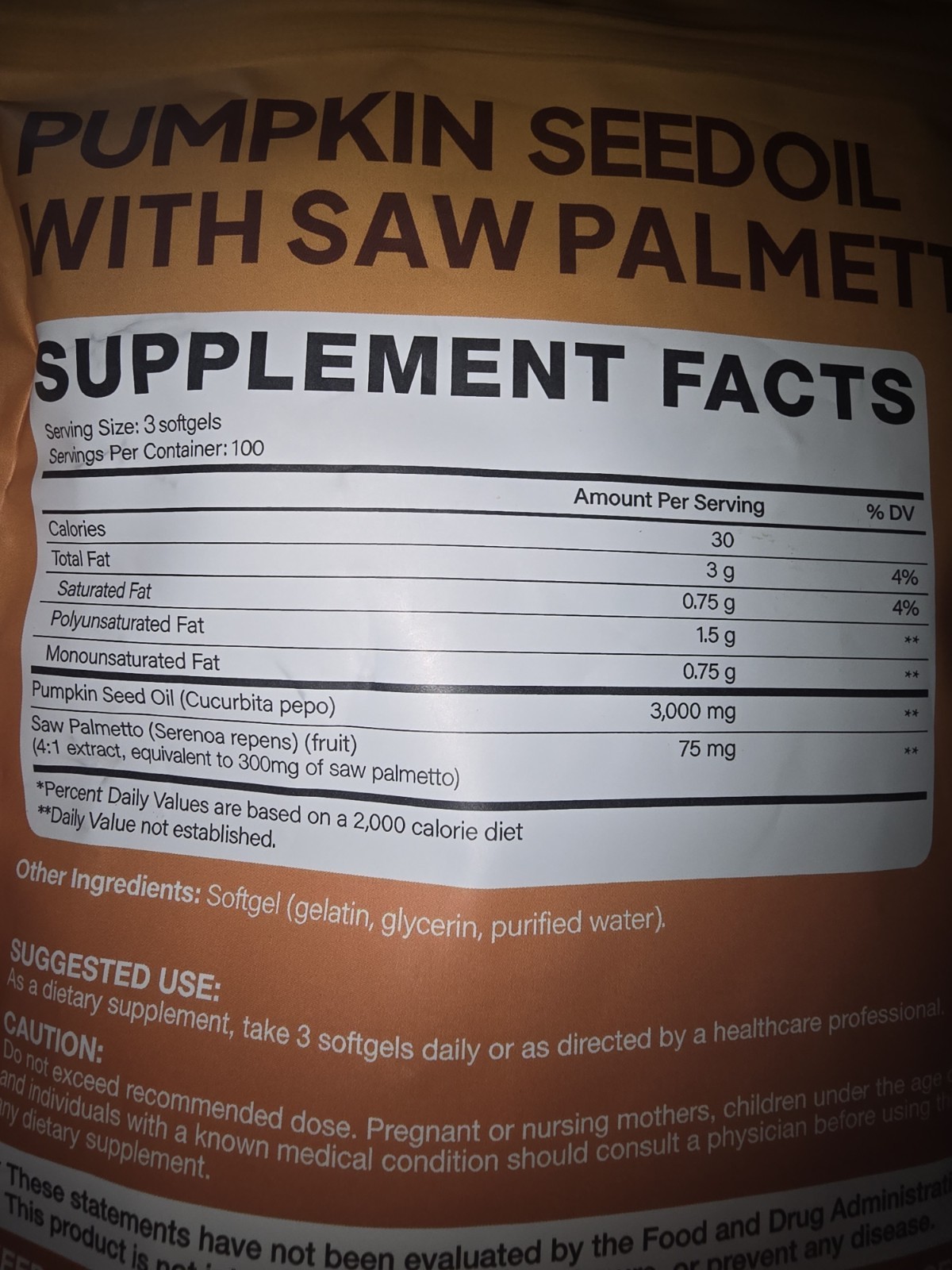 suooch Pumpkin Seed Oil + Saw Palmetto 3000mg 300 Softgels Prostate GMO-Free