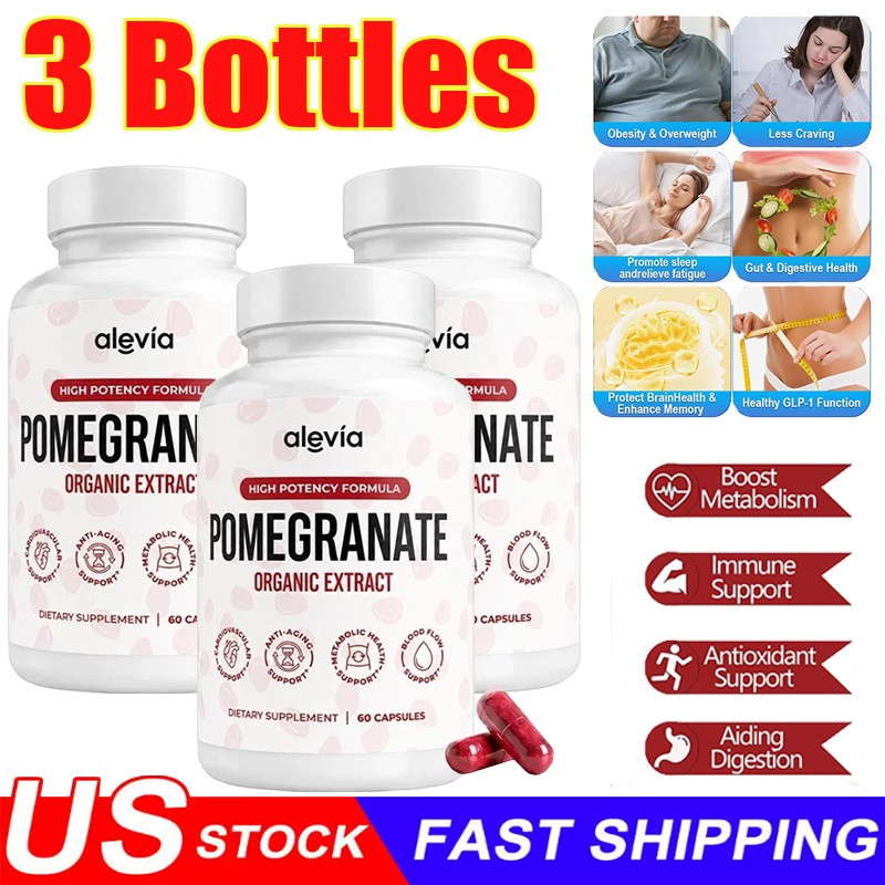 3X Alevia Pomegranate Capsules 60ct Organic Extract Antioxidant US