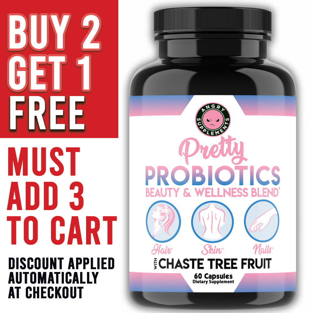 Angry Supplements Pretty Probiotics Women’s Beauty Hair Skin Nail Health 60ct
