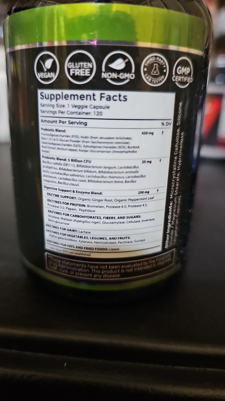 Wellness LabsRX Digestive Enzymes Pre + Probiotic 120 Capsules 450mg Vegan 4pk