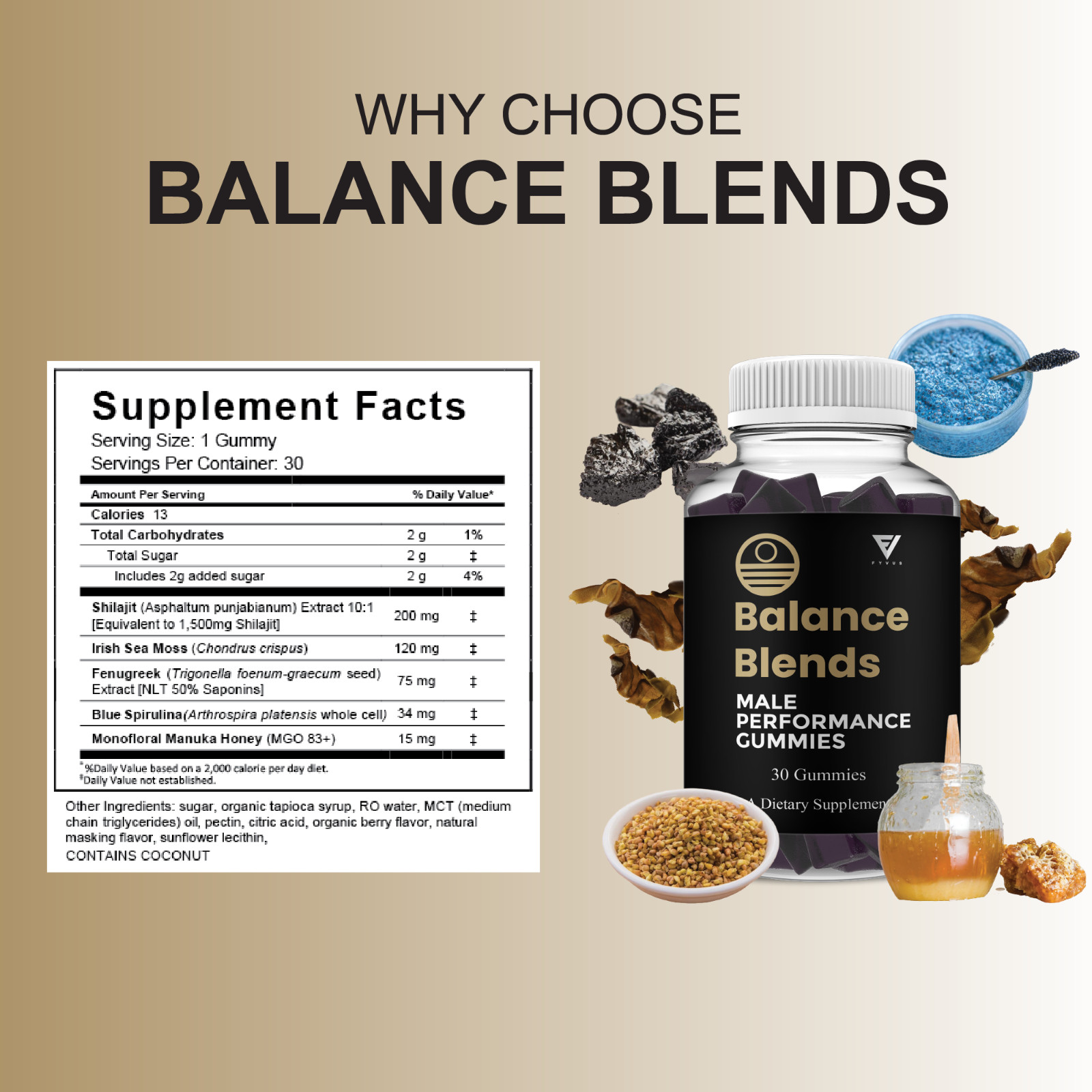 (3 Pack) Balance Blends Male Performance Gummies, BalanceBlends (90 Gummies)