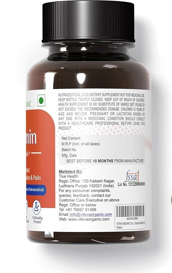 60 Capsules Curcumin 1500Mg Herbal Extract with BioPerine Turmeric Extract
