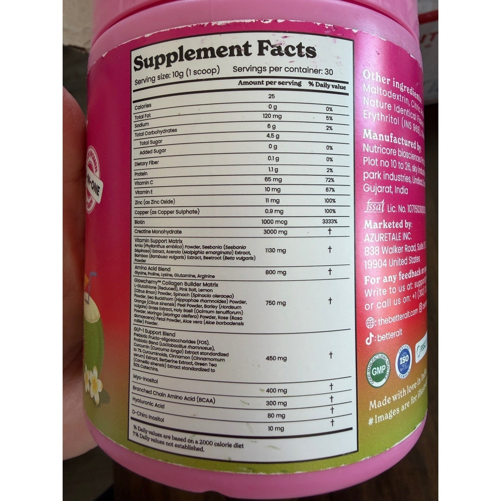 3-pack BetterAlt Creatine+ Collagen Booster Powder Coco Lychee 11oz