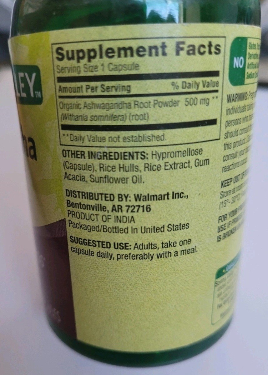 NEW Spring Valley Ashwagandha Root Powder 500 mg 60 Veg. Capsules BB 03/2026