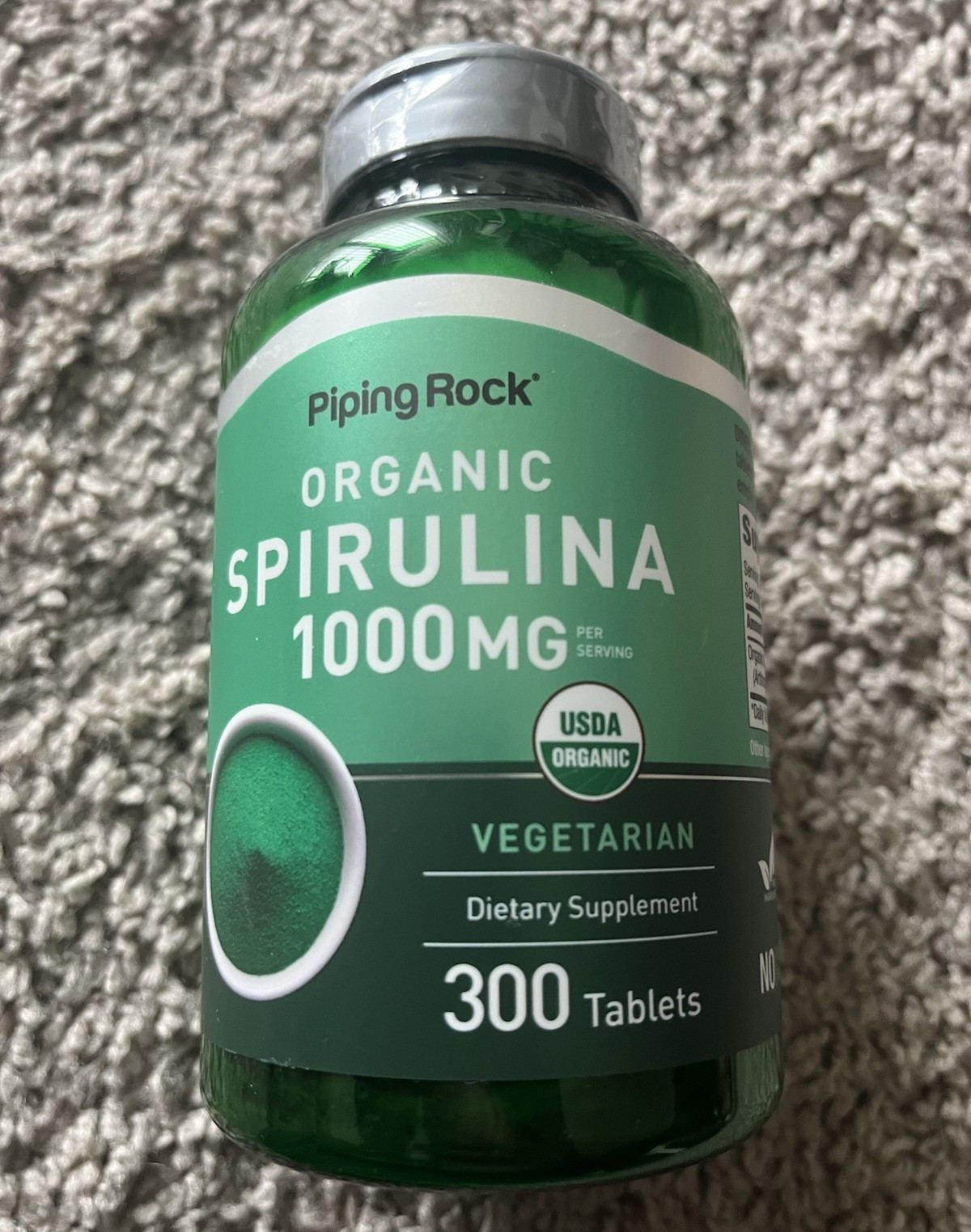 Piping Rock Organic Spirulina 1000mg Tablets Non-GMO USDA Organic Vegetarian 300