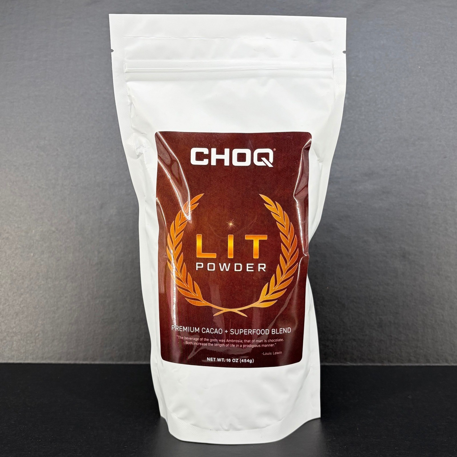 CHOQ LIT Powder Cacao Superfood Blend 16oz Organic Vegan Heirloom Wellness