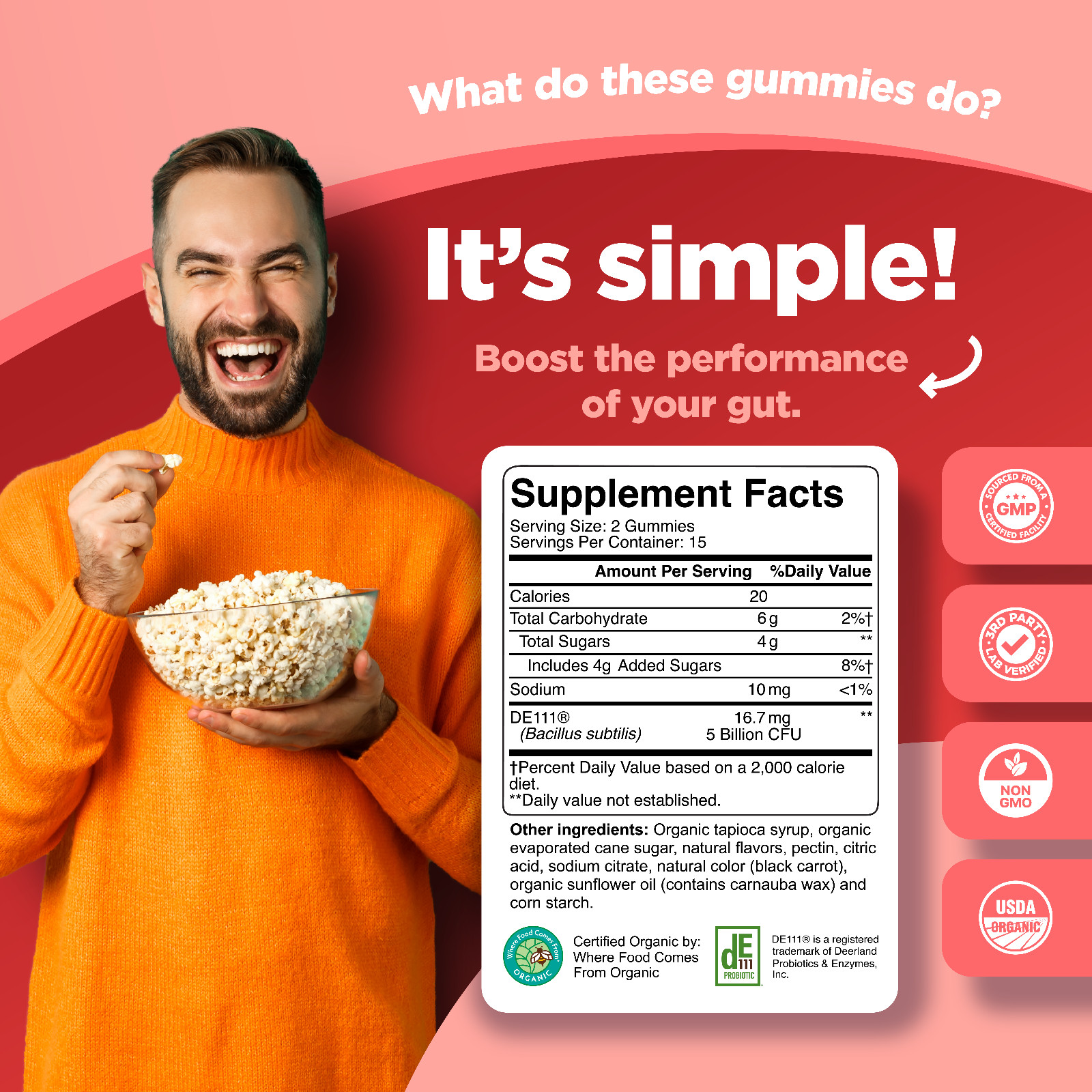 Healthy Gut Probiotic and Digestive Health Gummies for Adults – 5 Billion CFU