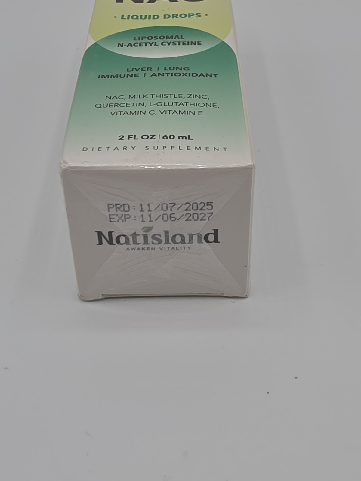 Natisland Liposomal NAC Liquid Drops 2oz 60mL Sealed Exp 11/2027 Vegan