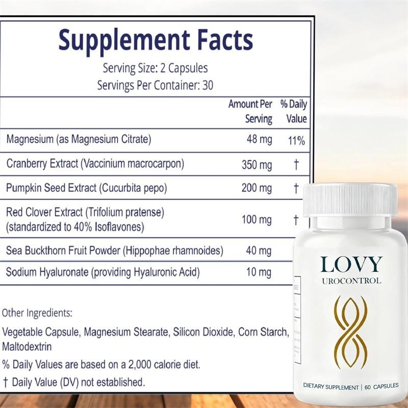 Lovy Urocontrol Capsules Bladder Health Supplement w Pumpkin Seed & Herbal bonus