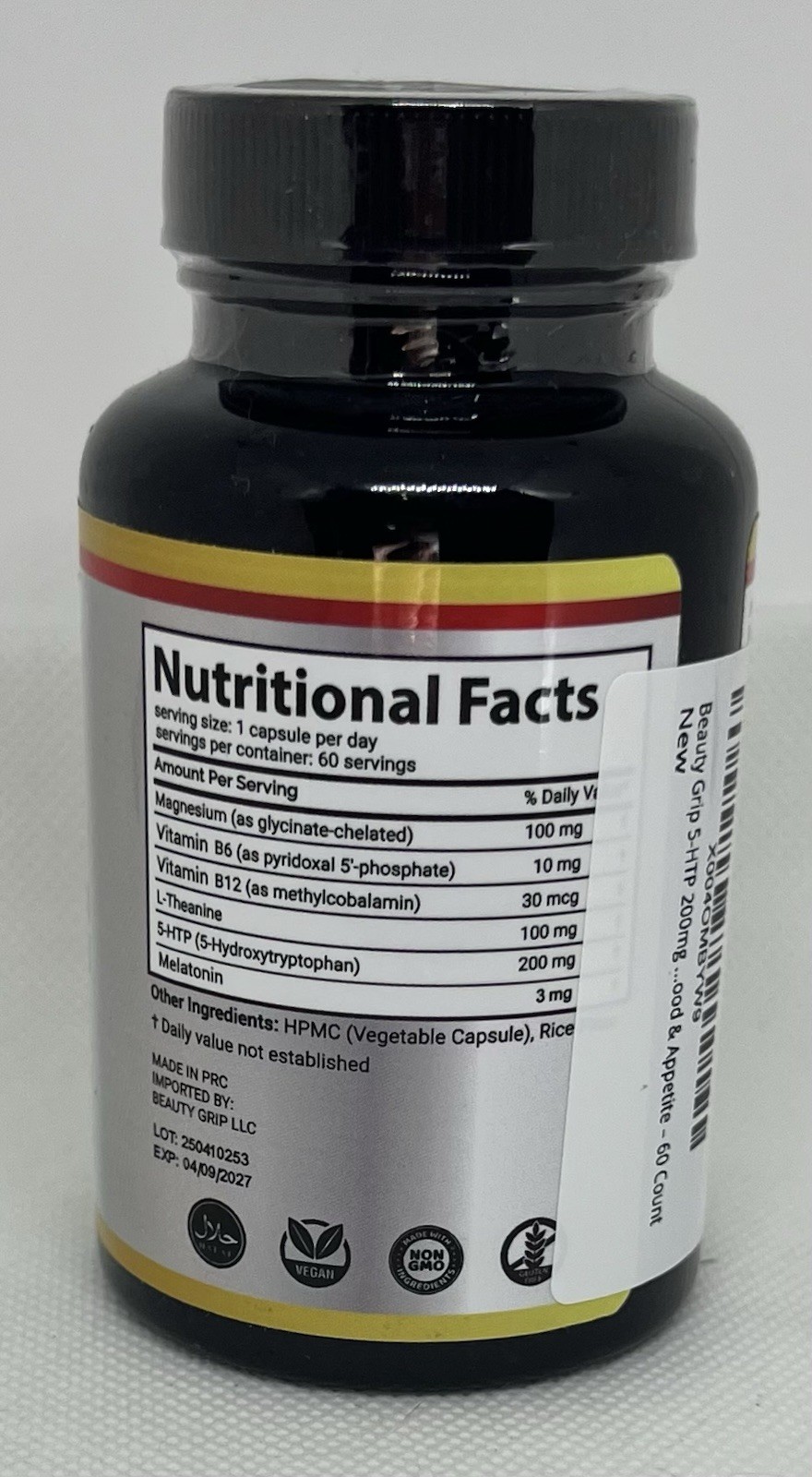 5-HTP 200mg with L-Theanine, Vitamin B6, B12 & Magnesium – Vegan, Halal, Non GMO