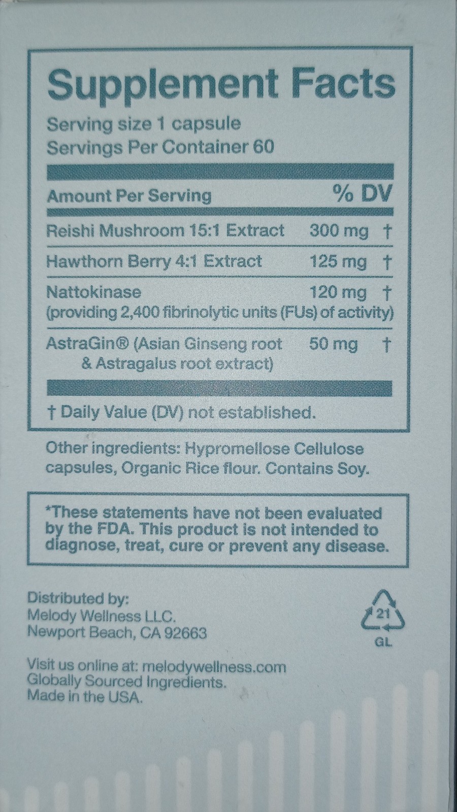 Melody Heart Tune 4-in-1 Blood Pressure Support Supplements Nattokinase Capsules