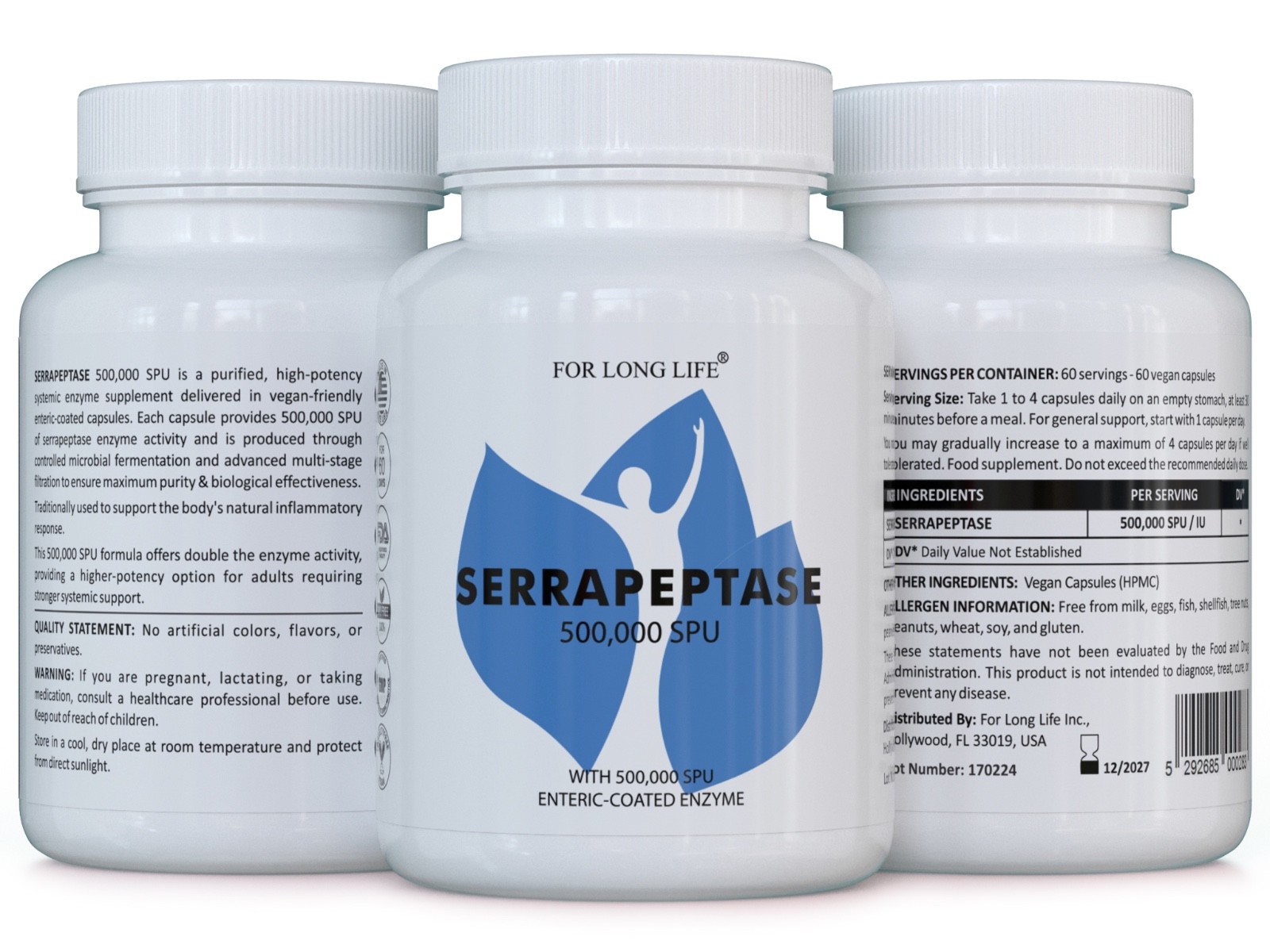 SERRAPEPTASE Enzyme 500,000 SPU ENTERICCOATED ANTIINFLAMMATORY – Pack of 3