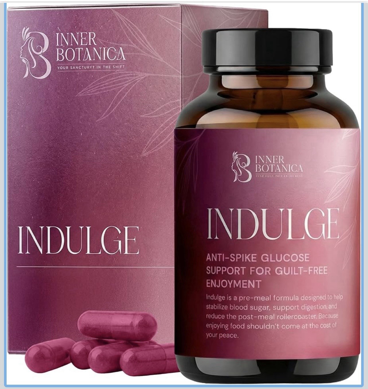 Inner Botanica Indulge Anti-Spike Glucose Support 60 Capsules Exp 10/2027