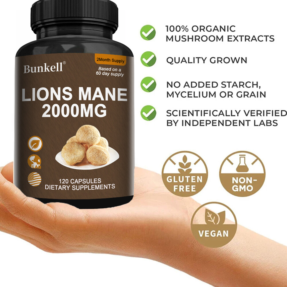 Organic Lion’s Mane Mushroom 2000mg – Cognitive, Memory, Stress, Mood Support