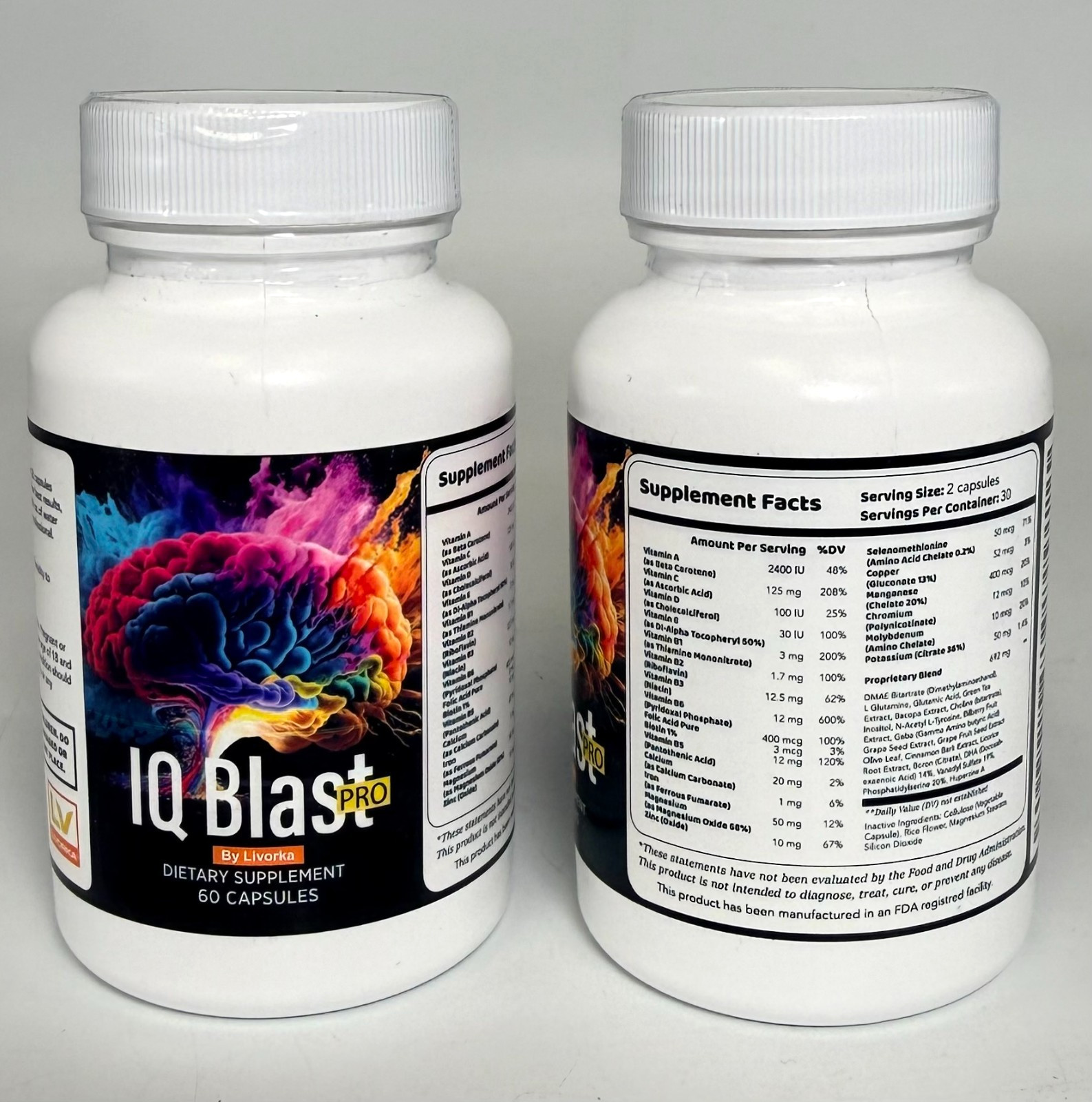 2 Pack Livorka IQ Blast Pro Dietary Supplement – 120 Capsules *EXP 06/2027*