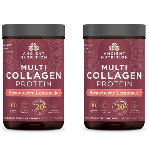 Multi Collagen Protein Powder, Strawberry Flavor – 18.1 Oz (513 Grams) PACK OF 2