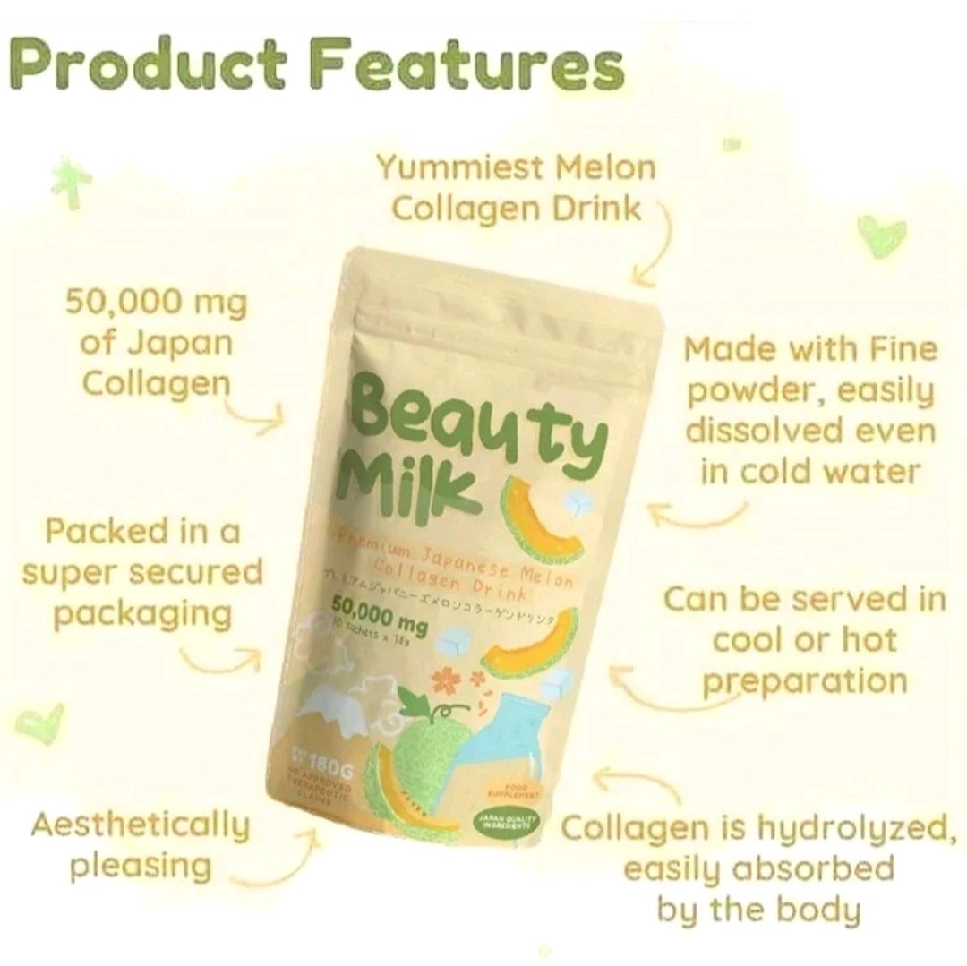 Dear Face Beauty Milk Premium Japanese Melon Collagen Drink 10sachets
