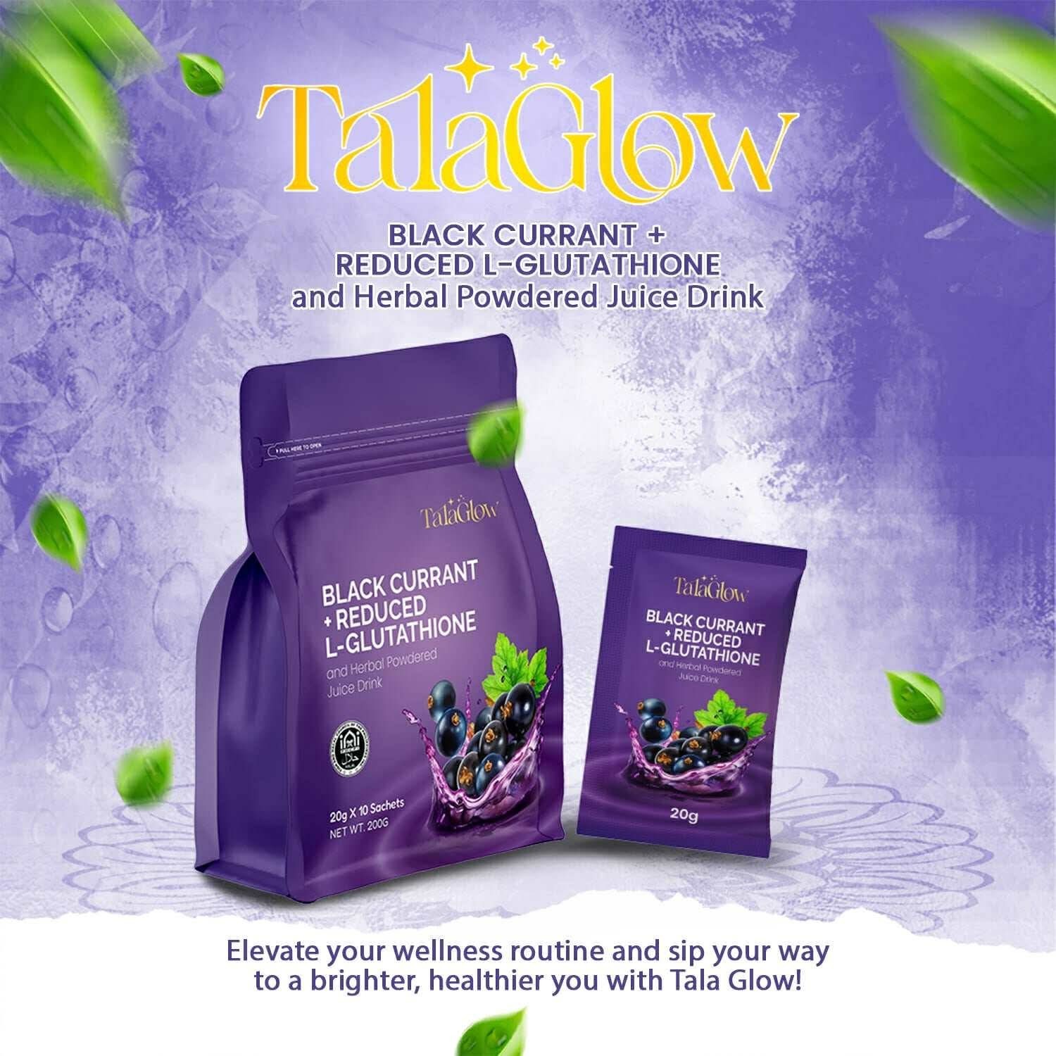 Tala Glow Black Currant + L-Glutathione Herbal Drink 10 Sachets 20g
