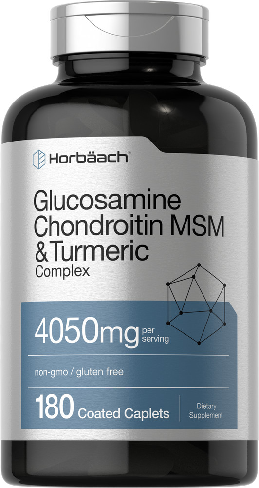 Glucosamine Chondroitin with Turmeric & MSM 4050mg | 180 Caplets | by Horbaach