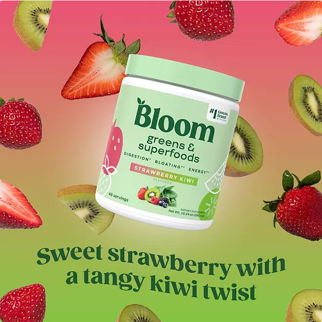 BLOOM NUTRITION Greens and Superfoods Powder Strawberry Kiwi 48 Servings NEW