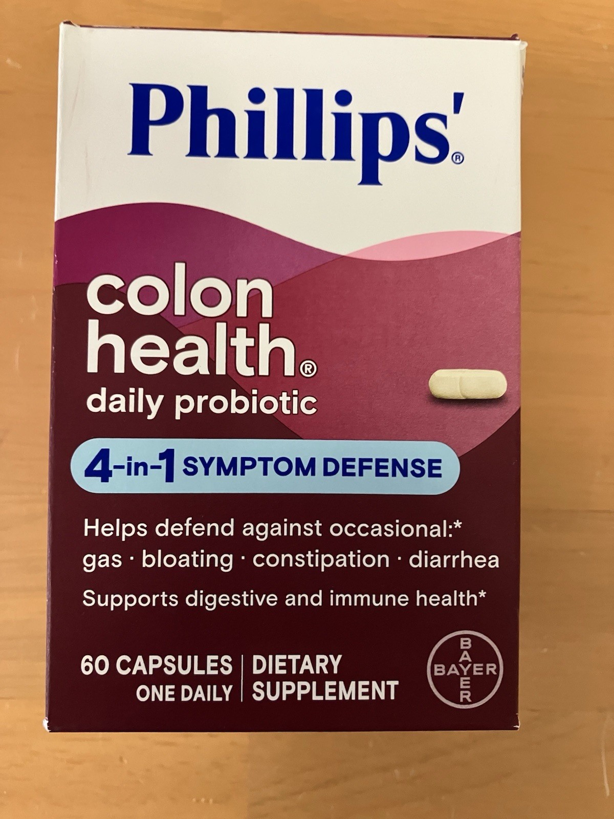 Philips Colon Health Daily Probiotic Capsules 4-in-1 Symptom Defense, 60 Count