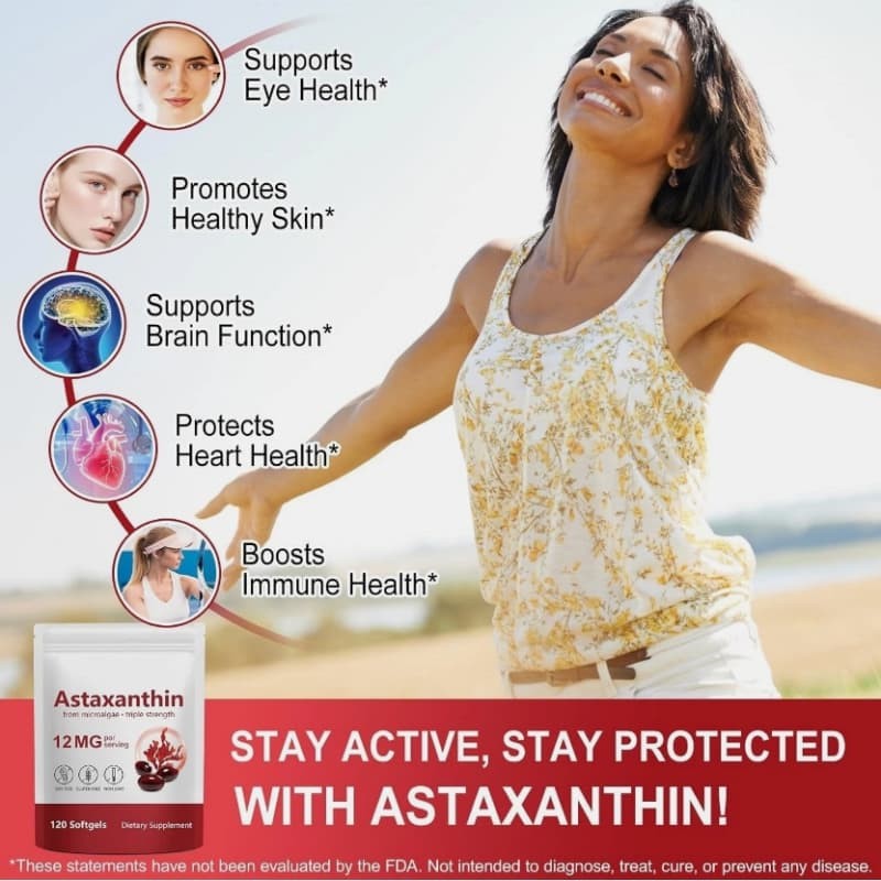 120 Softgels Premium Antioxidant Supplements 12mg Astaxanthin Supplements,