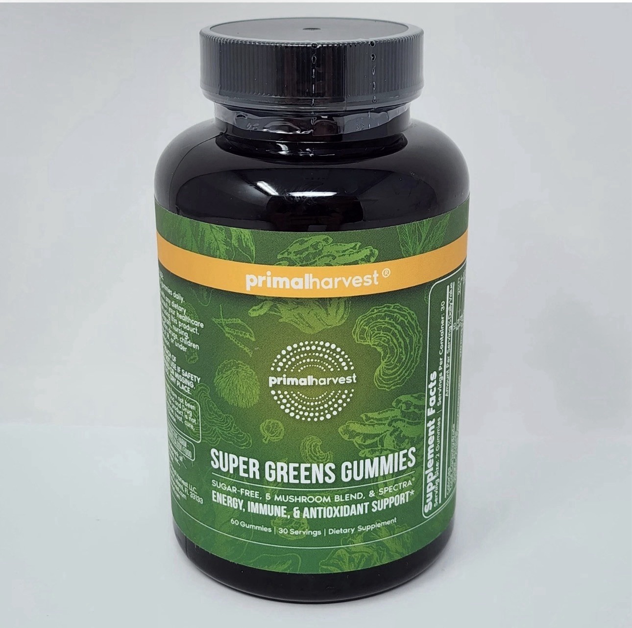 Primal Harvest Super Greens with 5 Mushroom Blend, 60 Gummies Exp 04/2027