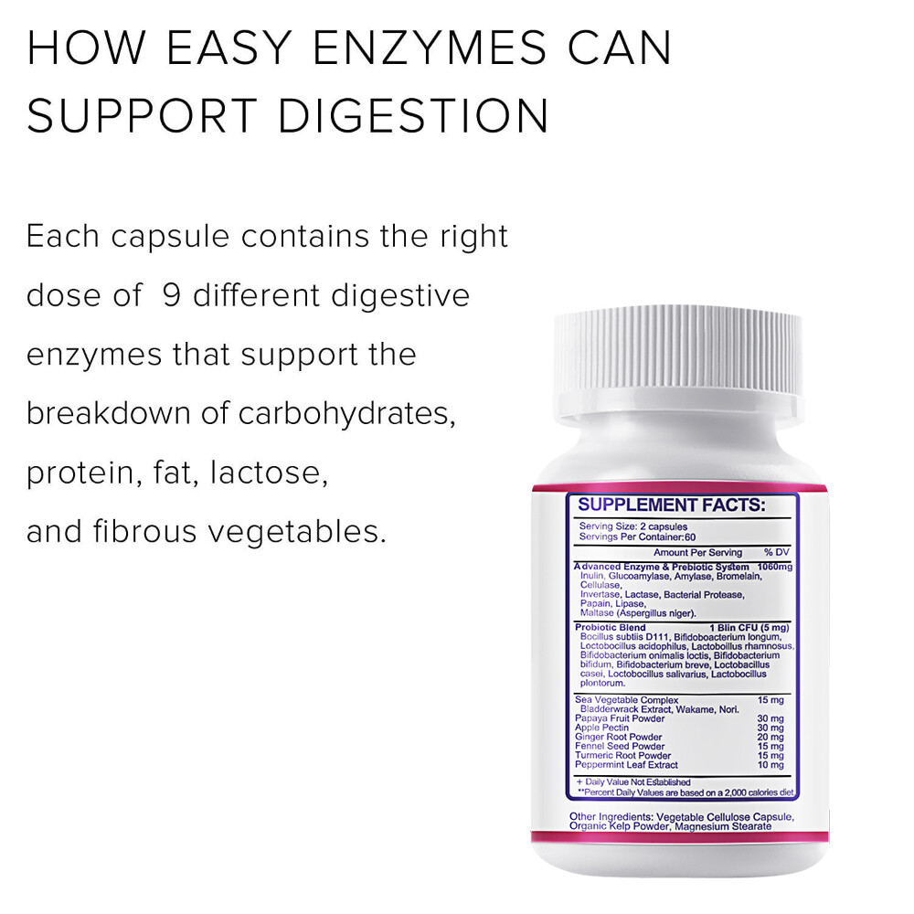 Digestive Enzymes Prebiotic&Probiotics Gas,Constipation&Bloating Relief 120