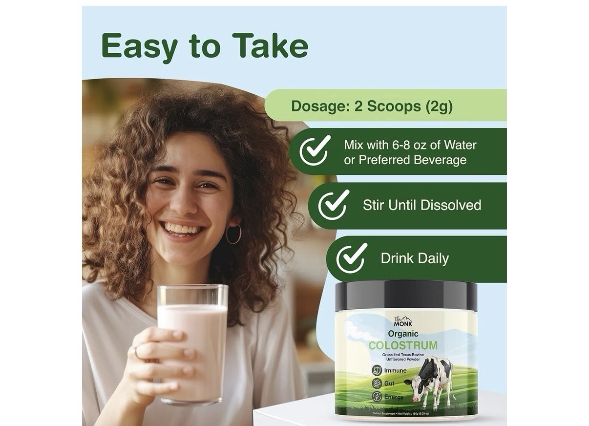 Colostrum the MONK Organic Grass-Fed Unflavored Powder Immune Support 180g