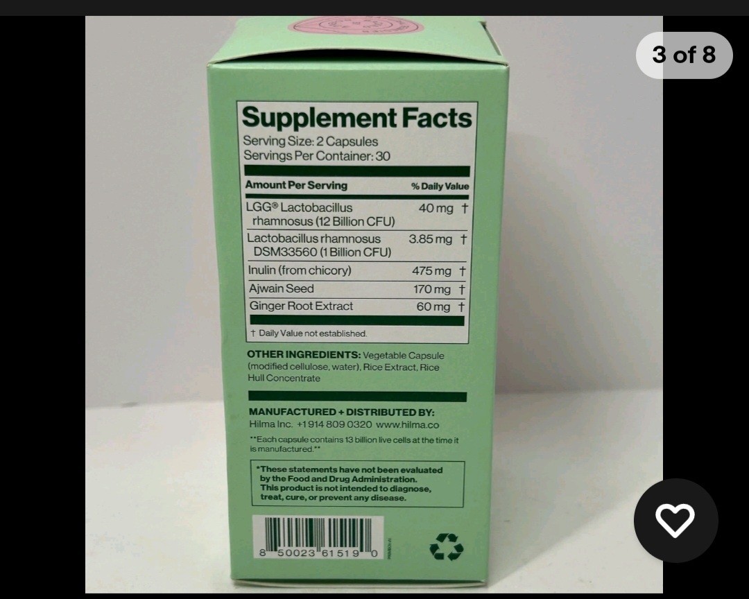 Hilma Daily Pre Probiotic Herbs 180 Capsules Support Gut Health 3 Pack Exp 09/26